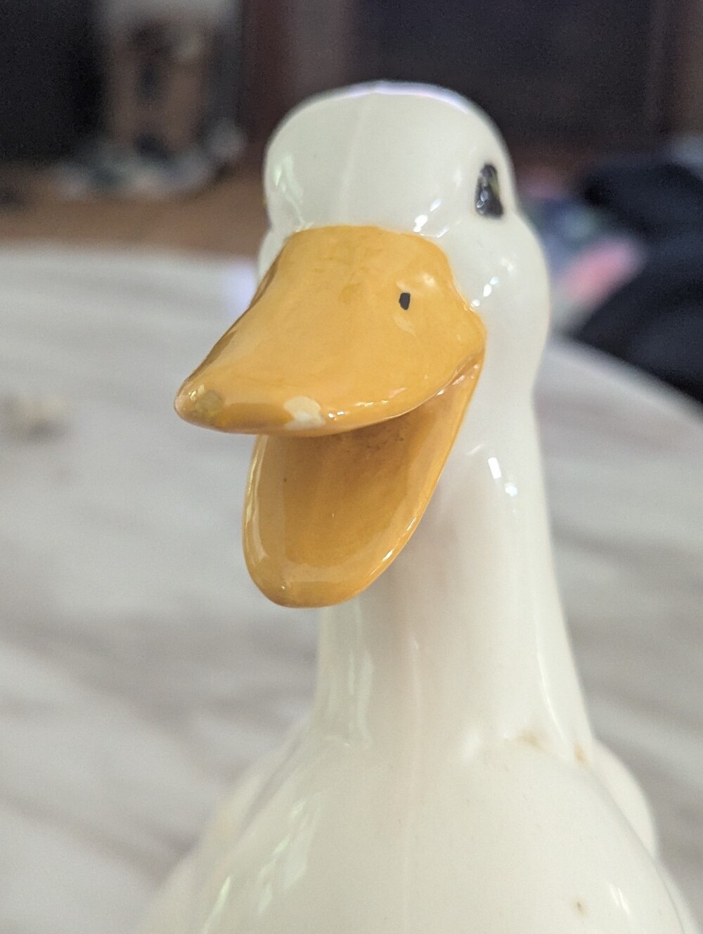 Vintage White Ceramic Duck Goose Figurine Farmhouse Cottagecore Shelf Decor - Picture 2 of 5